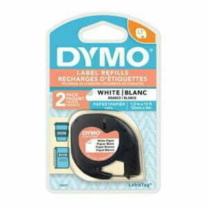 Dymo LetraTag 12mm x 4m Paper Tapes White