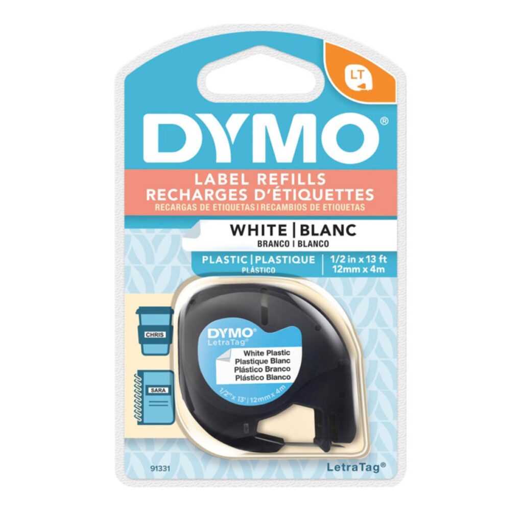 Dymo LetraTag 12mm x 4m Plastic Tape White