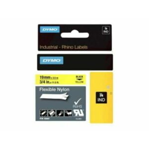 Dymo Rhino Label Flexible Nylon 19mm Black on Yellow