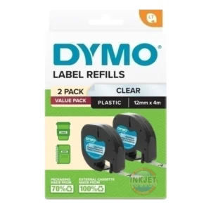 Dymo LetraTag Plastic Tape Clear Pk2 2191233