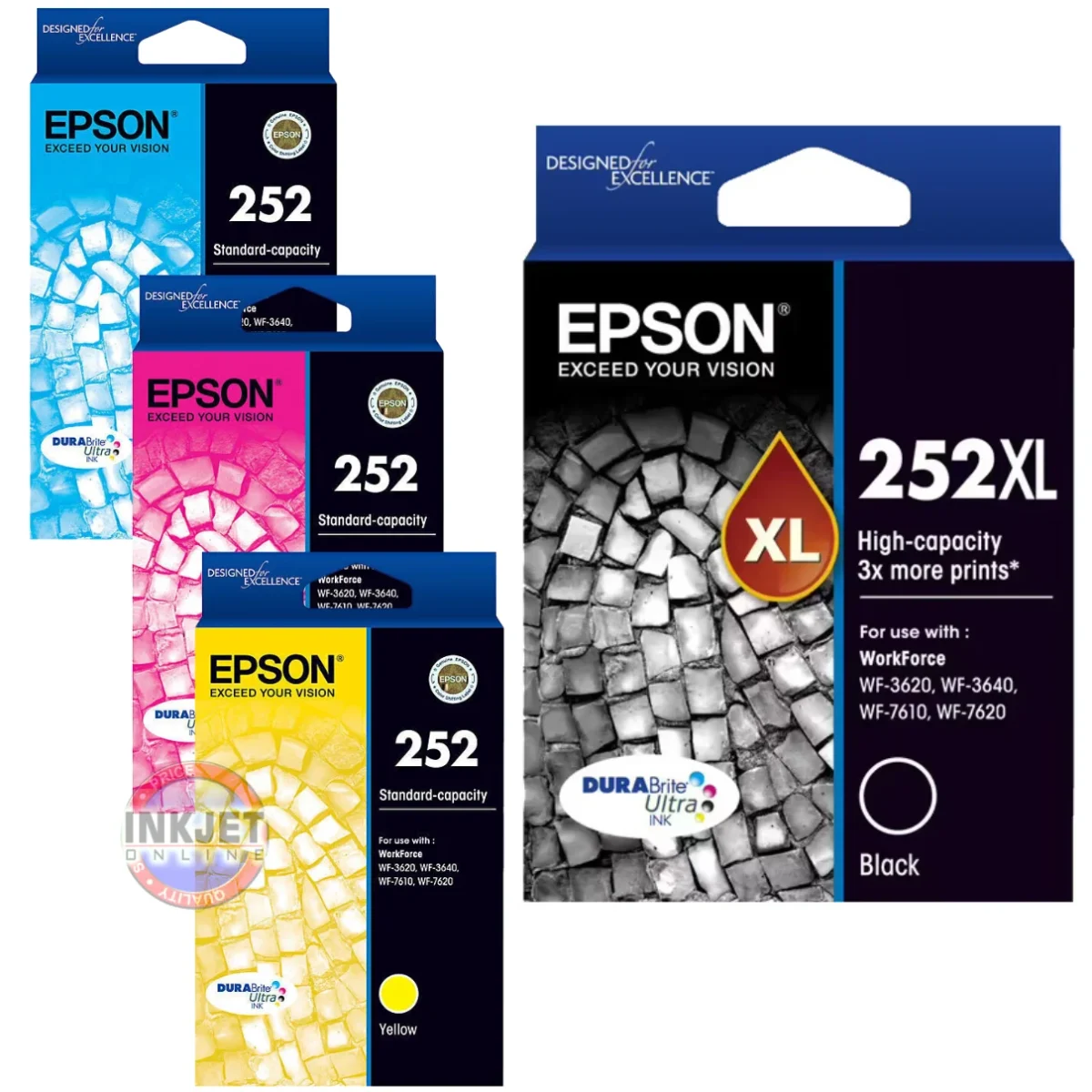 Epson 252xl Black / 252 Colour Cartridge Pack (4 x Inks) – Inkjet Online