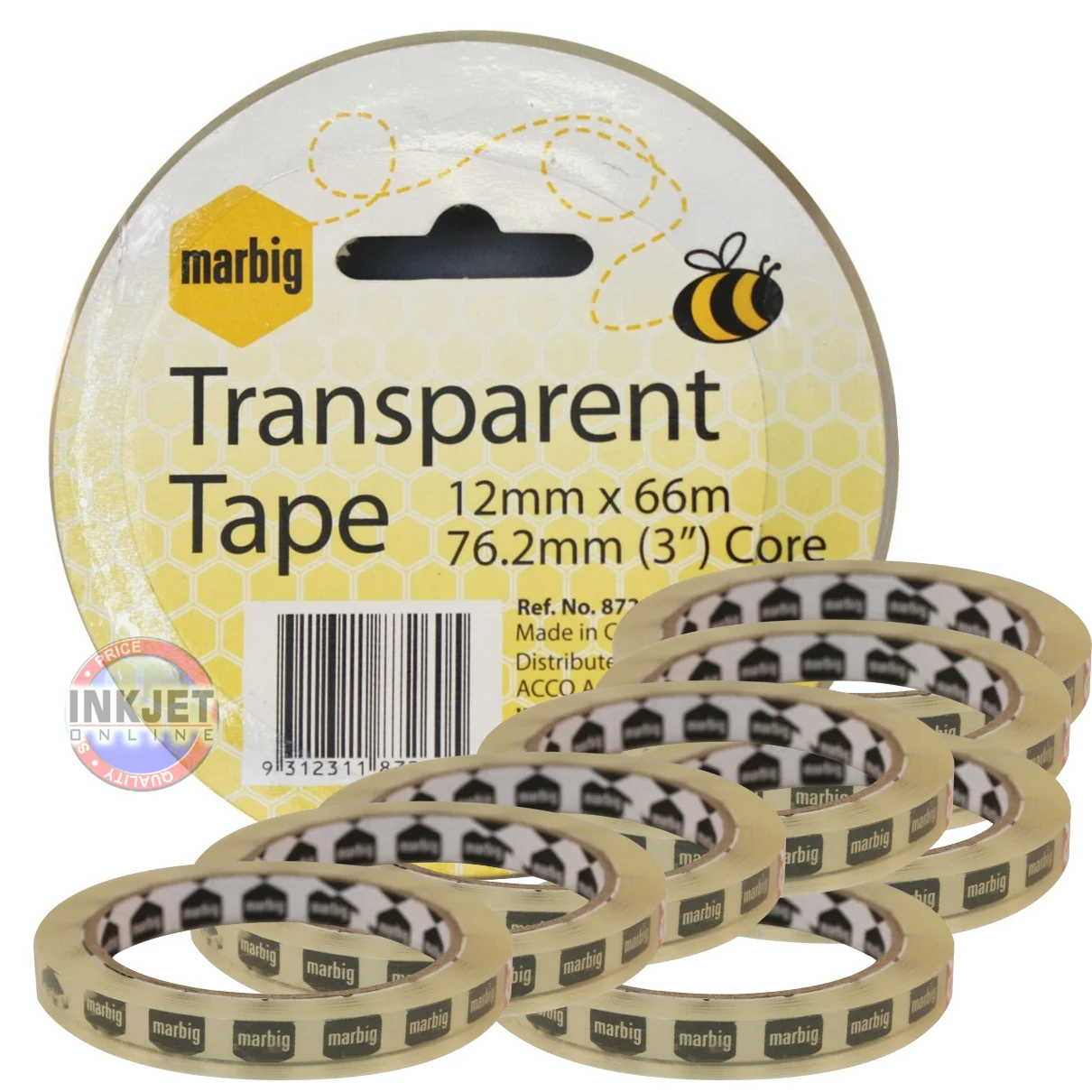 Marbig Office Tape 12mmx66m Pk8 87260