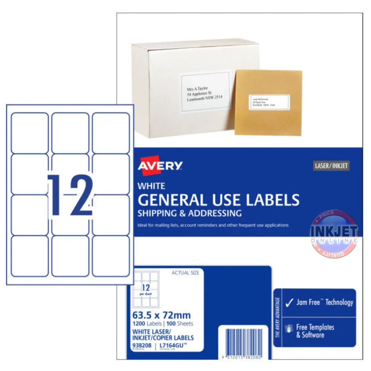 Avery 12up General Use Labels – 1200 Labels – Inkjet Online