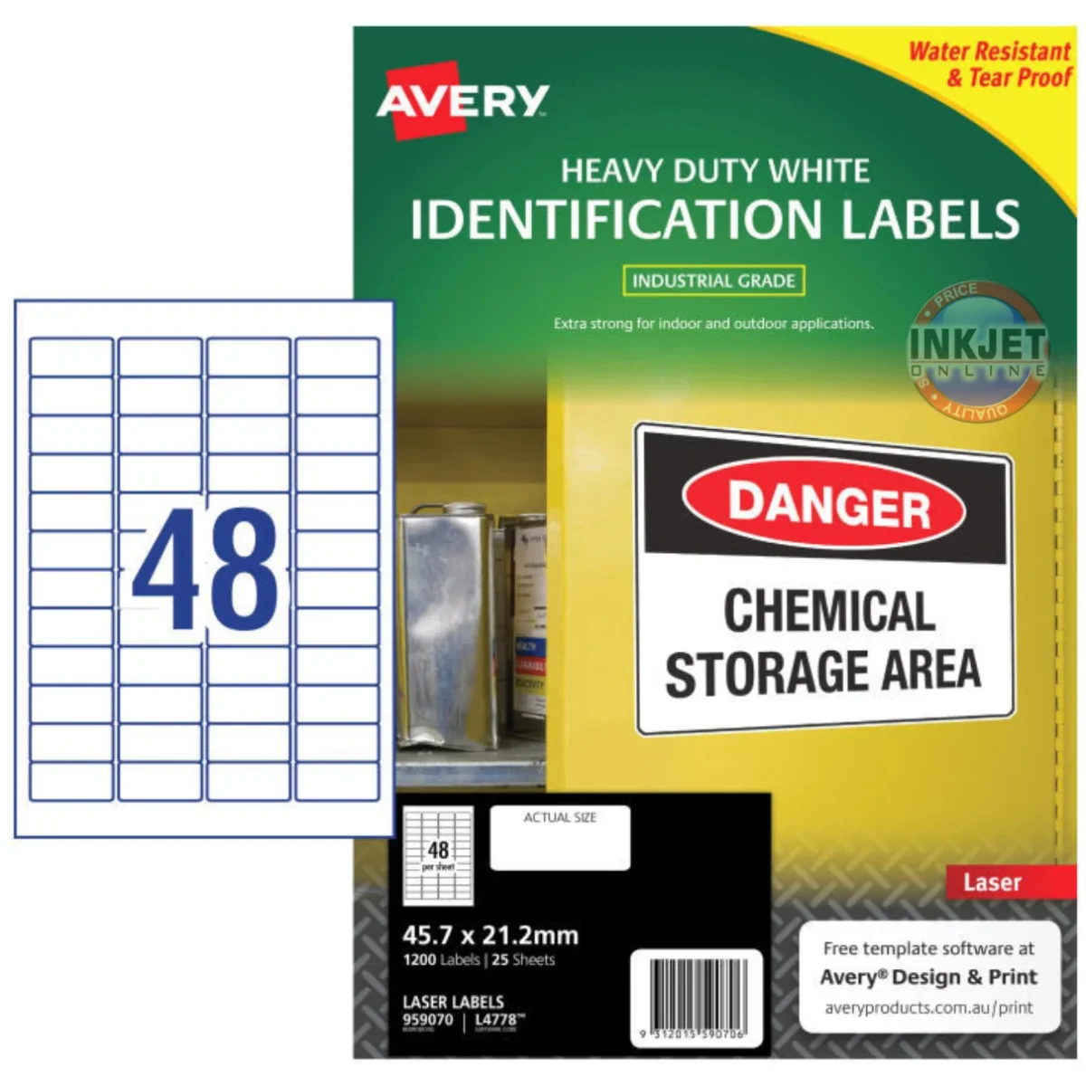 Avery (48up) Heavy Duty Identification Labels (1200 Labels) – Inkjet Online