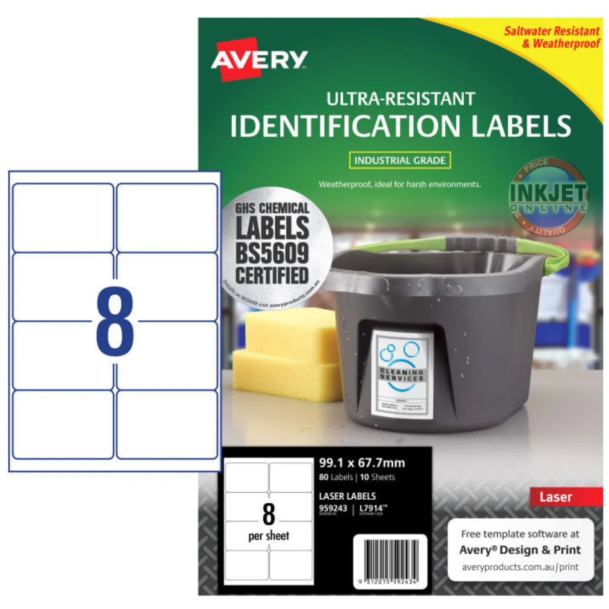 Avery 8up Identifications Labels 959243 L7914
