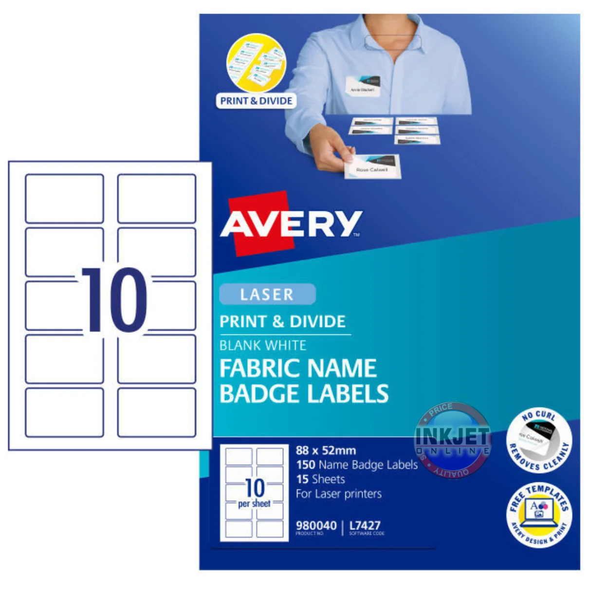 Avery Fabric Name Badge Labels 980040 L7427