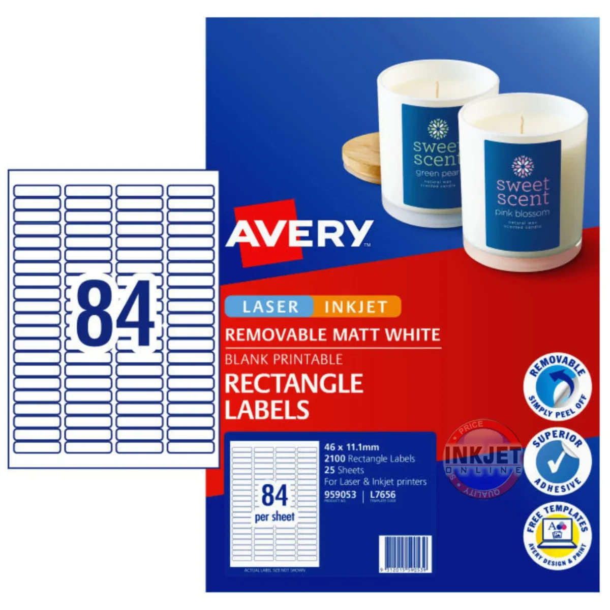 Avery Rectangle Labels L7656REV – 84up, 2100 Labels, Matt White ...