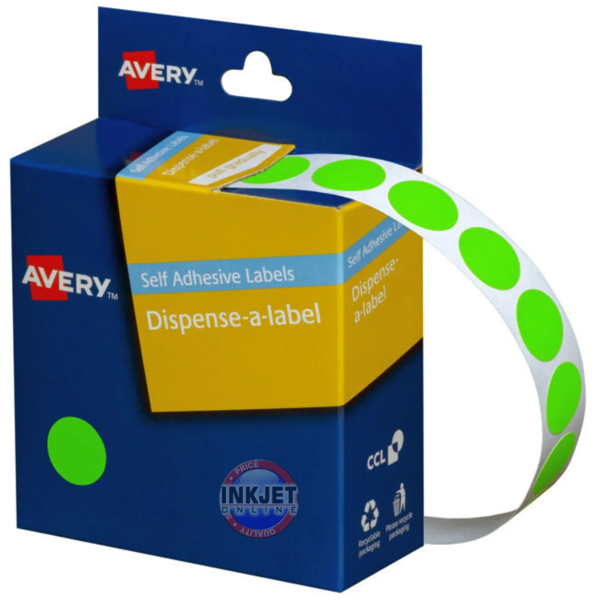 Avery Round Dot Green 14mm Dispenser 937296