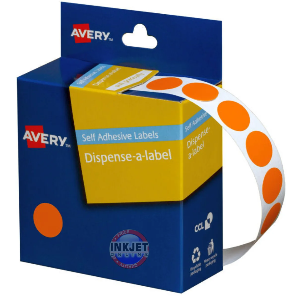Avery Round Dot Orange 14mm Dispenser 937240