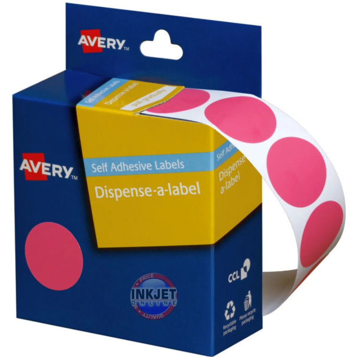 Avery Round Dot Pink 24mm Dispenser 937249