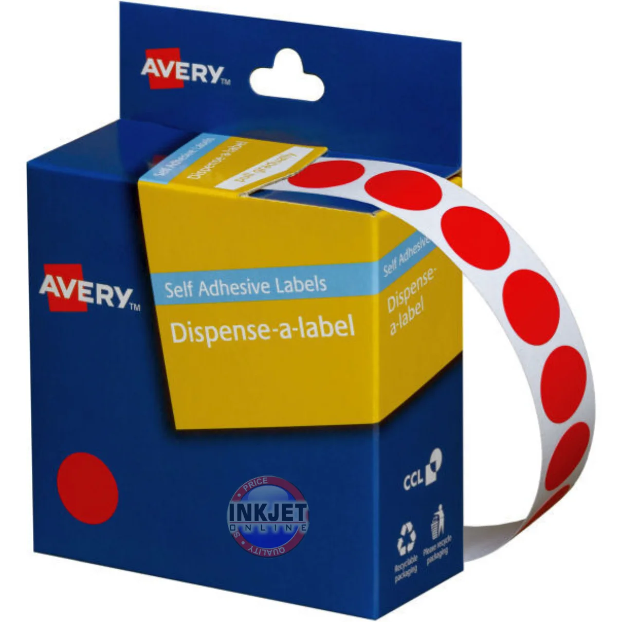 Avery Round Dot Red 14mm Dispenser 937235