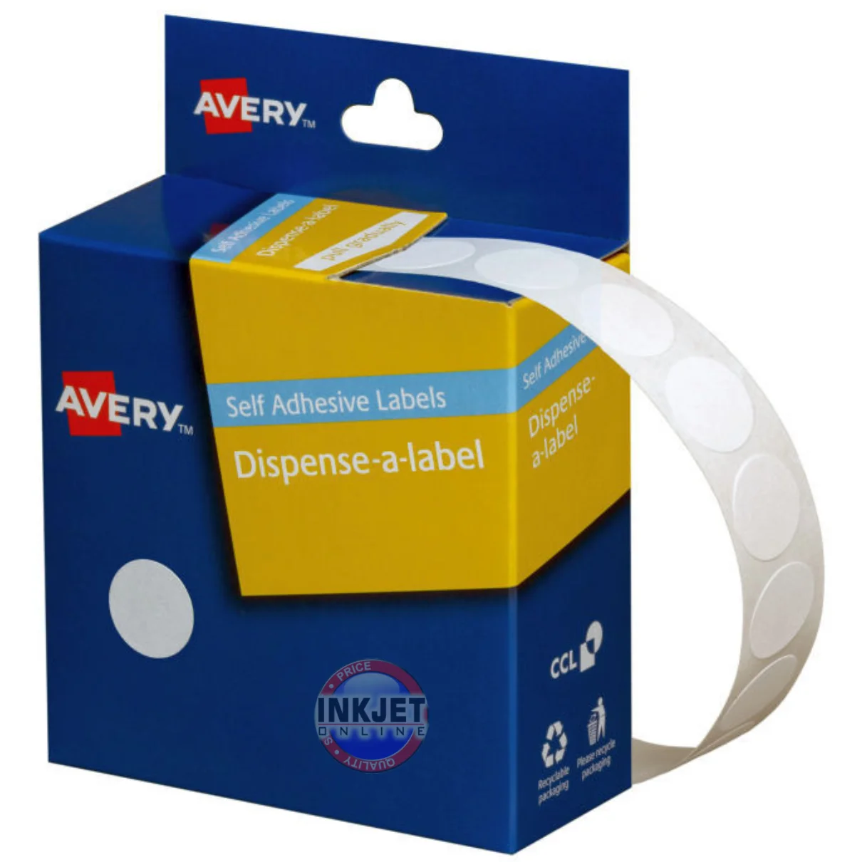 Avery Round Dot White 14mm Dispenser 937200
