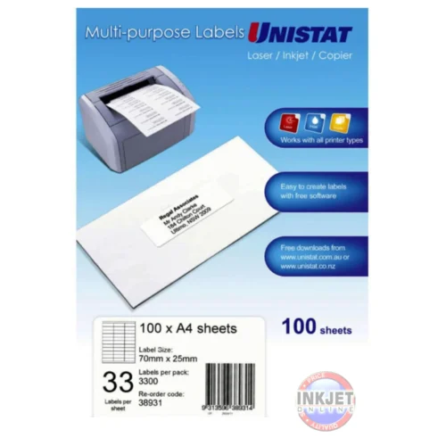Unistat 33up Multi-Purpose Labels – 3300 Labels | Inkjet Online ...