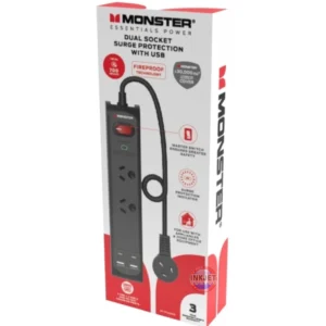 Monster Dual Socket Powerboard USB MT-FPU30WB