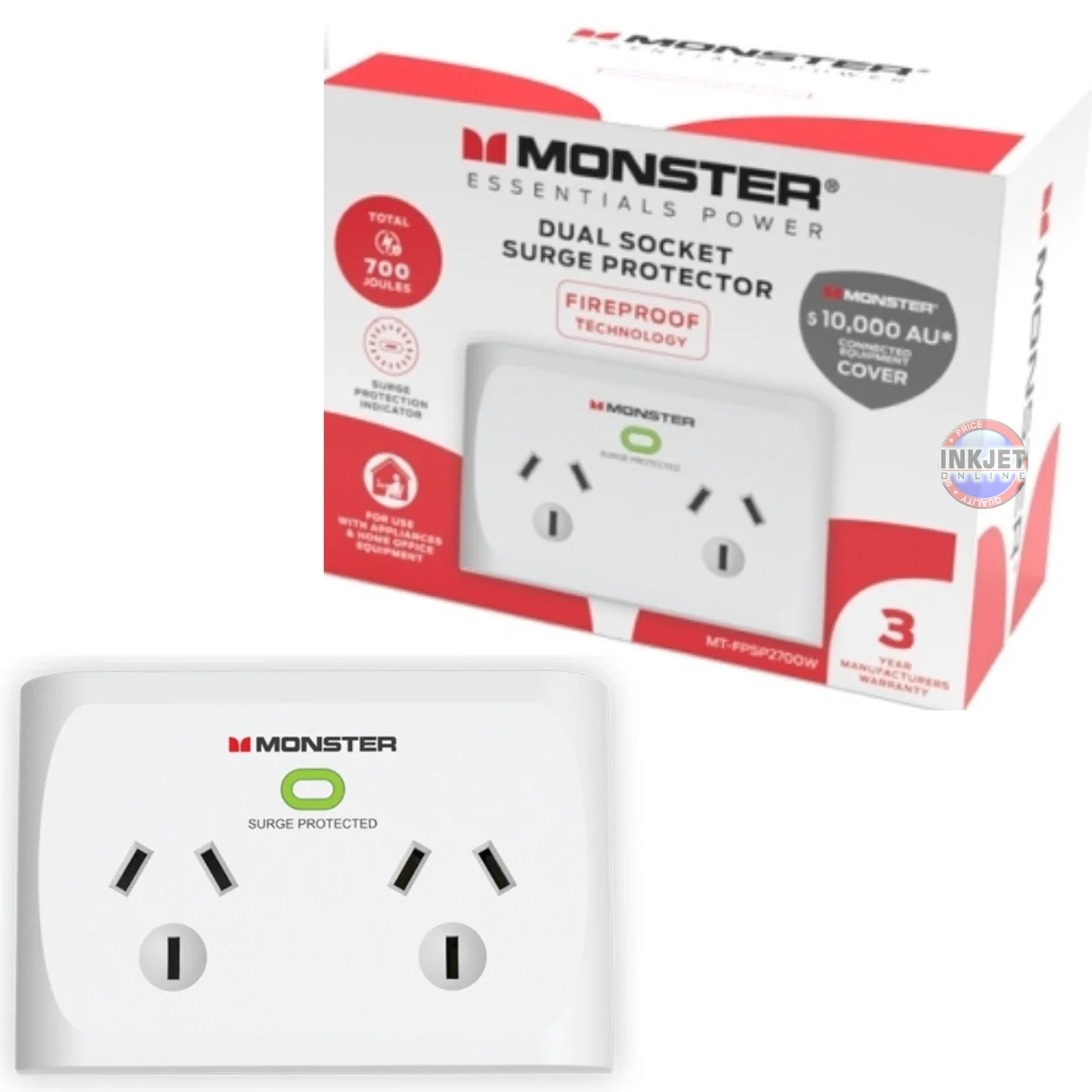 Monster Dual Socket Surge Protector White MTFPSP2700W