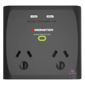 Monster MT-FPDSU700B Dual Socket Surge Protector Black