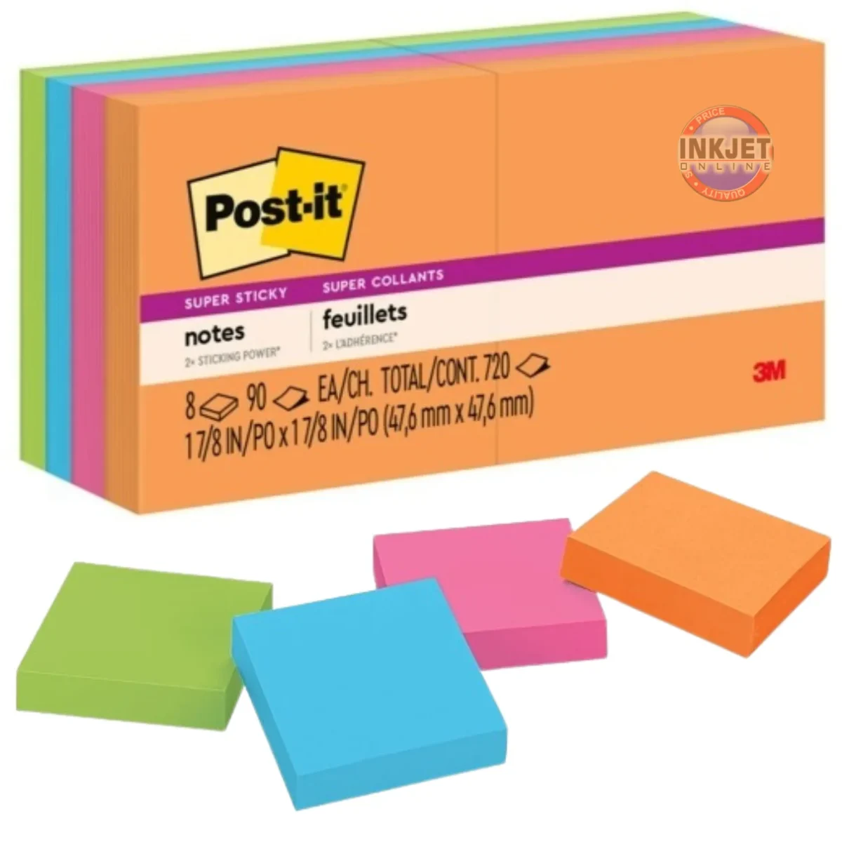 Post-It Notes Super Sticky 48 × 48mm Rio de Janeiro Colours (Pack ...