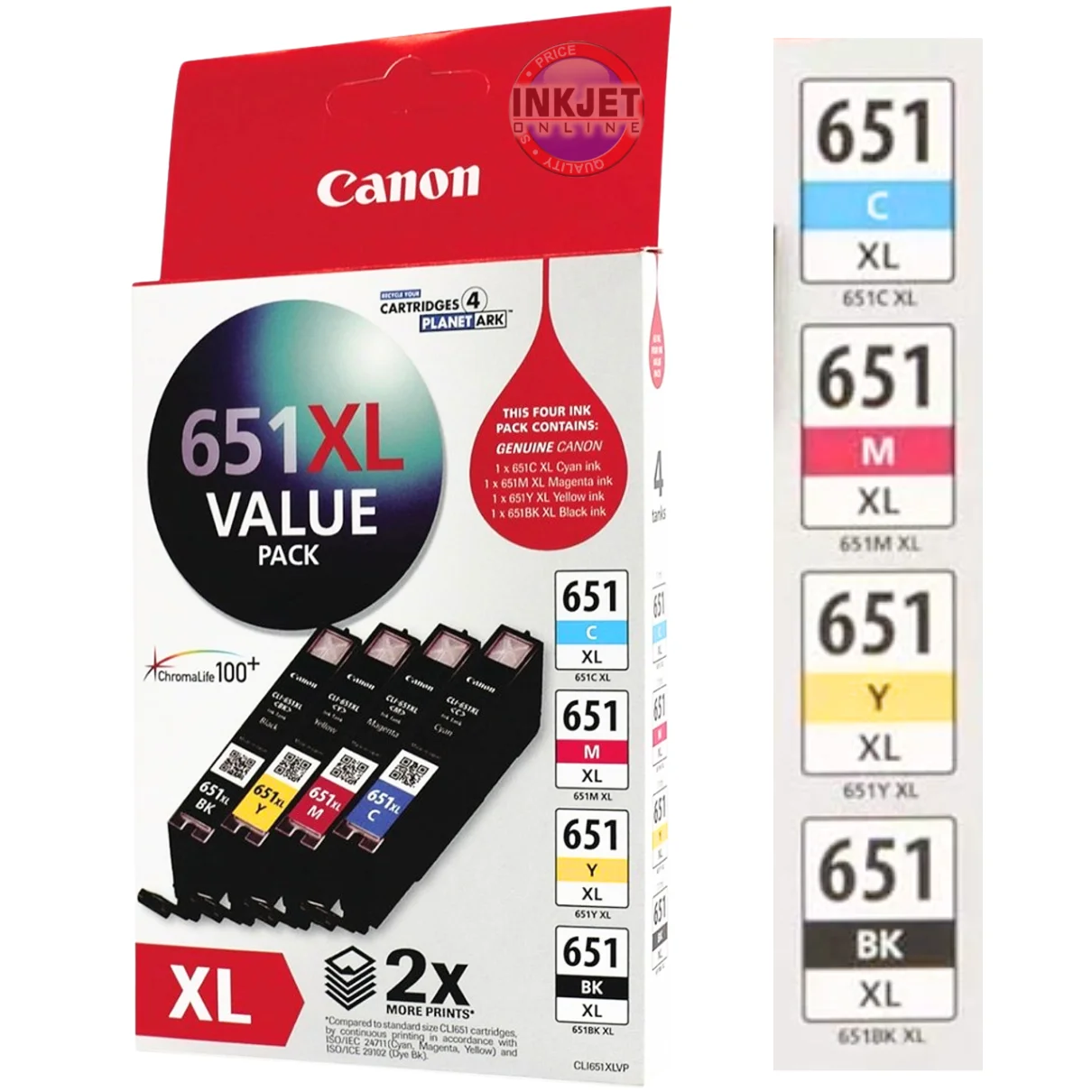 Canon CLI-651xl Cartridge Pack - 4 XL Size Inks