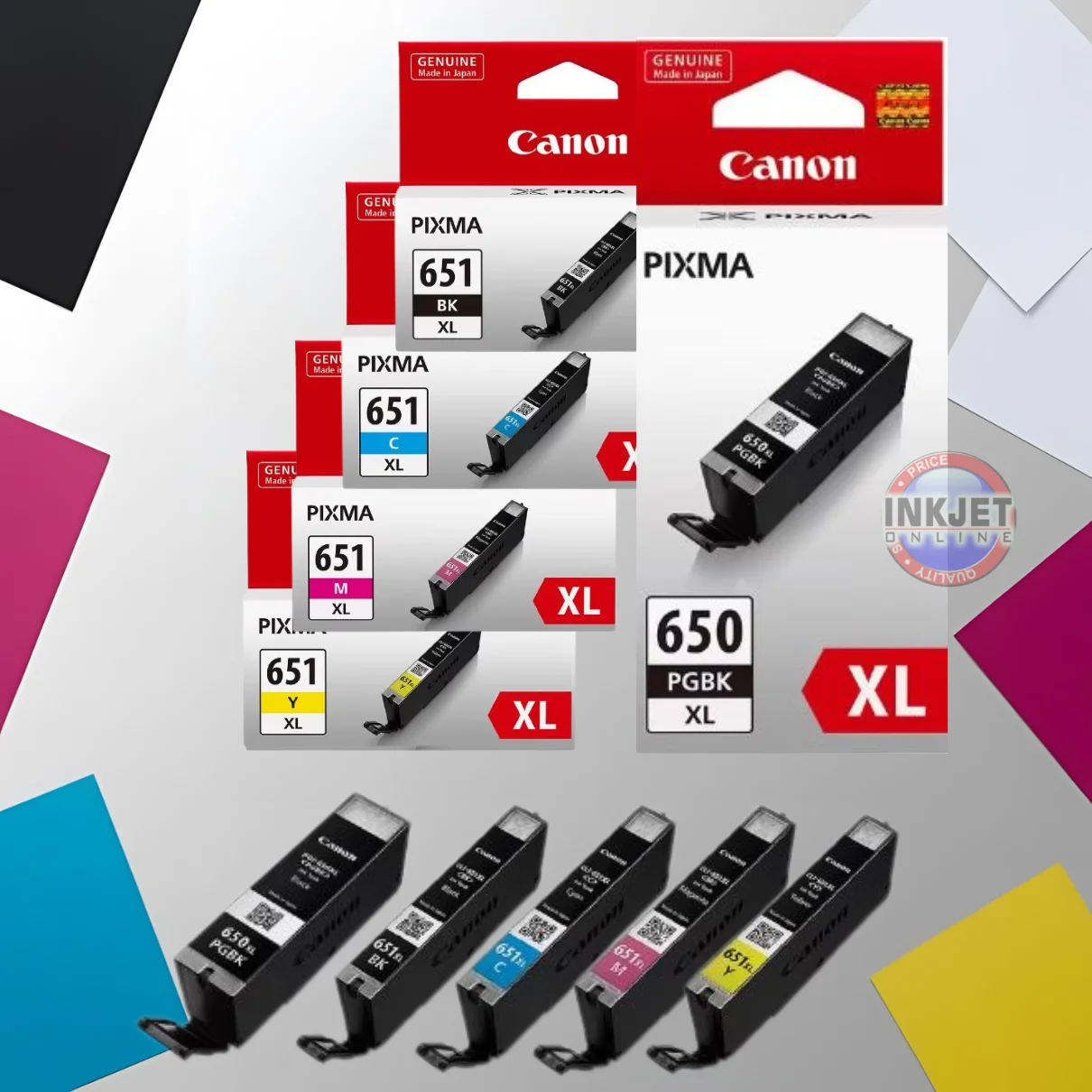 Canon PGI-650xl Black and CLI-651xl Black, Cyan, Magenta, Yellow Cartridge Pack, 5 XL Inks