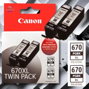 Canon PGI670xl Black Ink Cartridge Twin Pack - 2 x XL Black Inks