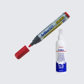 whiteboard markers, erasers