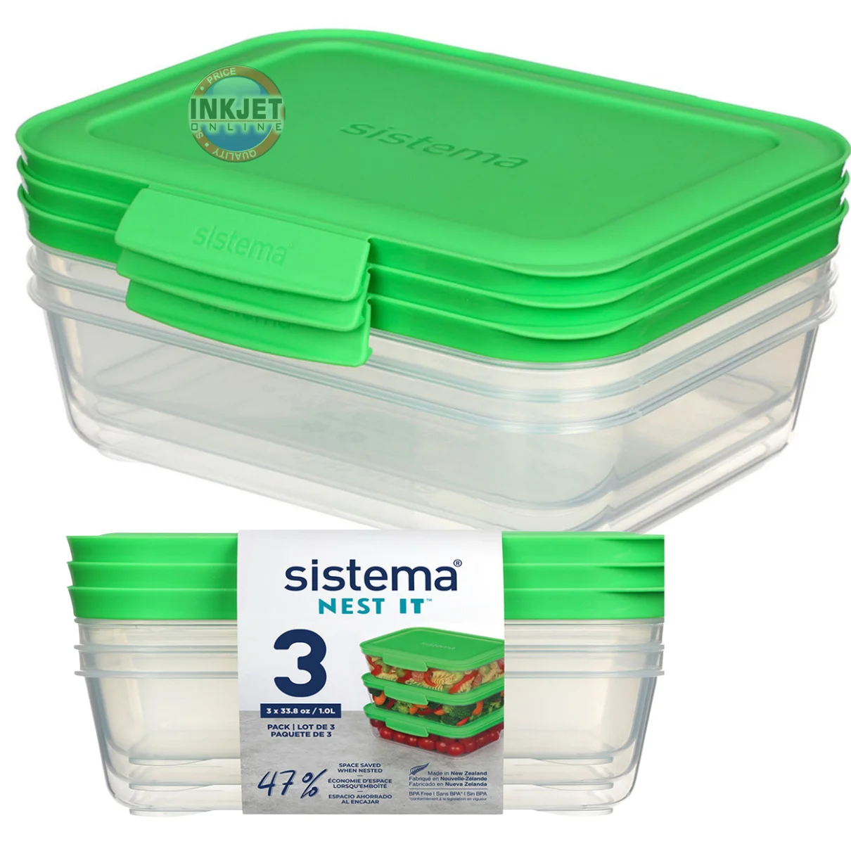 Sistema 59123 Nest It 1 Litre Food Storage Containers Pack 3 at Inkjet Online