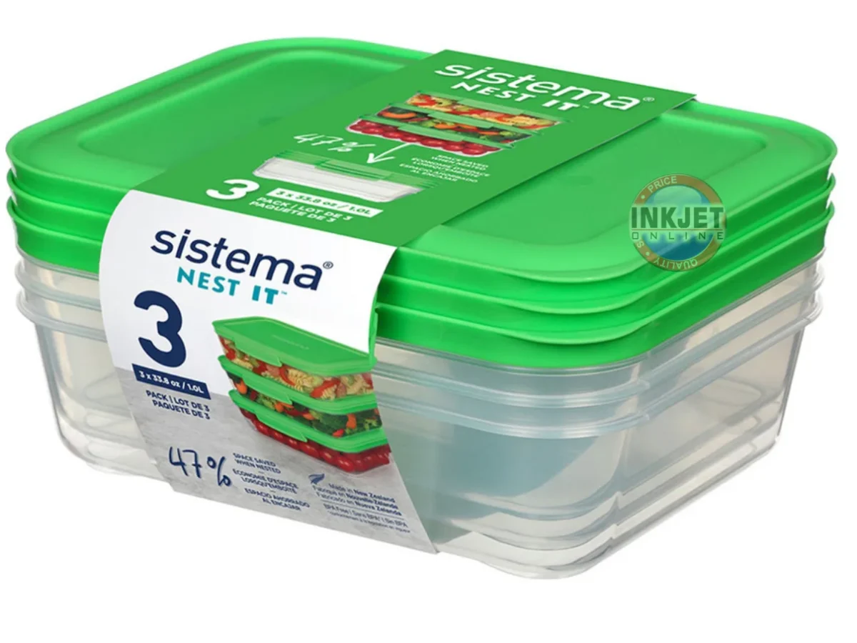 Sistema NEST IT Récipients Plats Préparés 1,9L Lot De 5 - Boîtes Hermétiques Avec Compartiments, Sans BPA, Vert