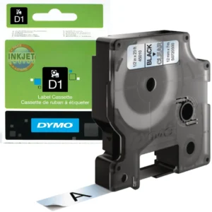 Dymo D1 Tape 12mm Black on Clear S0720500 / 45010
