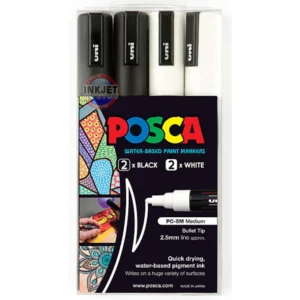 posca-pc-5m-paint-markers-black-white-pack-4-pc5m4pbkwh