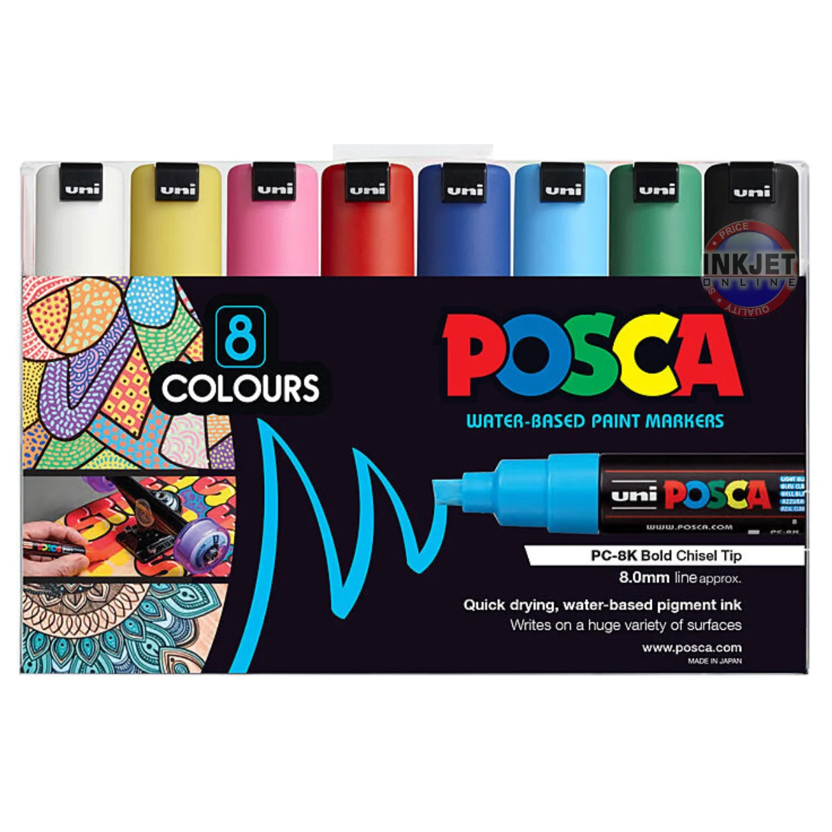 posca-pc-8m-paint-marker-chisel-colours-pk8-pc8k8a