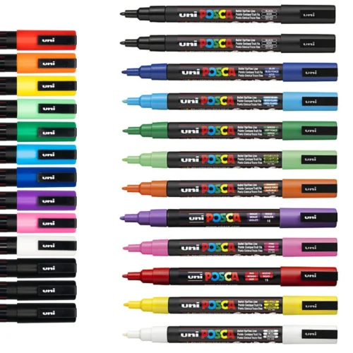 Posca PC-3M Paint Markers Fine Bullet Tip Assorted Colours Pack 12 PC3M12A