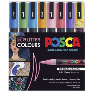 Posca PC-3M Paint Markers Fine Bullet Point Assorted Glitter Pack 8 PC3MGL8C