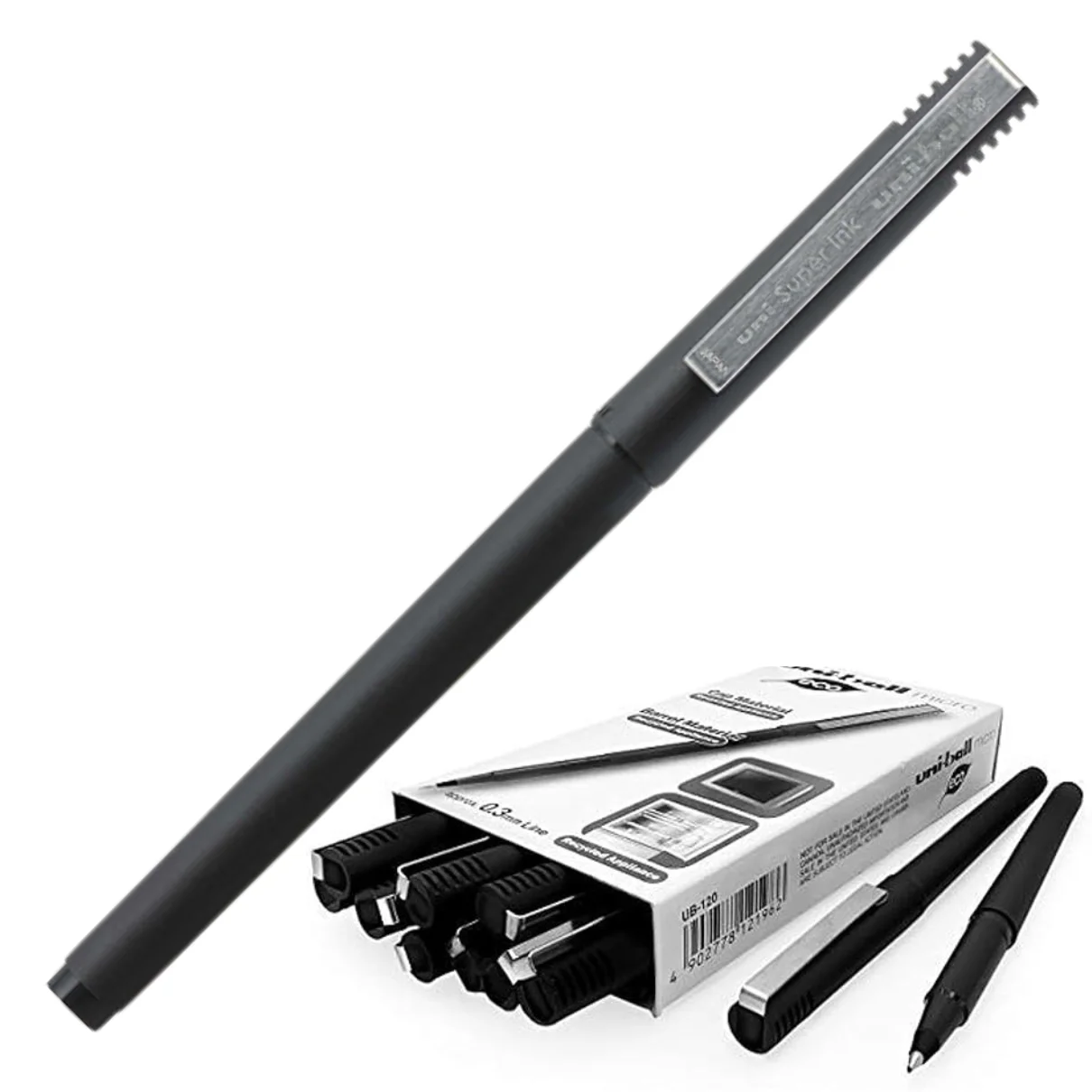 Uni-Ball UB120BK Micro Rollerball Pen Black Box 12