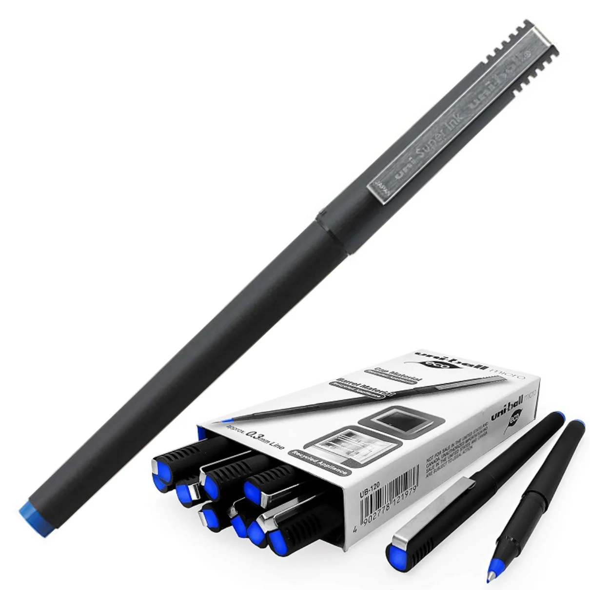 Uni-Ball UB120BL Micro Rollerball Pen Blue Box 12