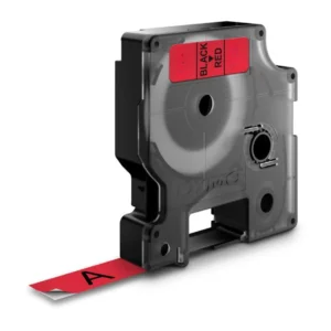 Dymo D1 720870 black on red label tape cassette