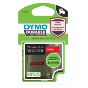 Dymo D1 1978366 tape white on red label cassette packaging