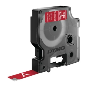Dymo D1 1978366 white on red label tape cassette