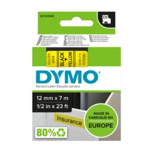 Dymo D1 720580 tape black on yellow label cassette packaging