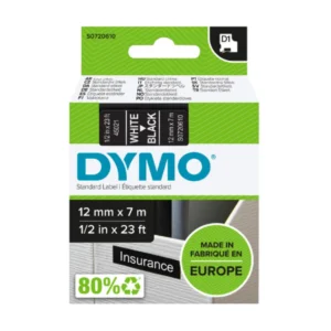 Dymo D1 720610 tape white on black label cassette packaging