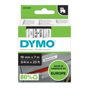 Dymo D1 720830 tape black on white label cassette packaging
