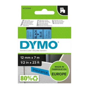Dymo D1 720860 tape black on blue label cassette packaging