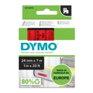 Dymo D1 720870 tape black on red label cassette packaging