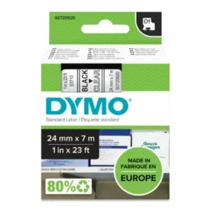 Dymo D1 720920 tape black on clear label cassette packaging