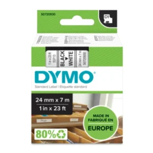 Dymo D1 720930 tape black on white label cassette packaging