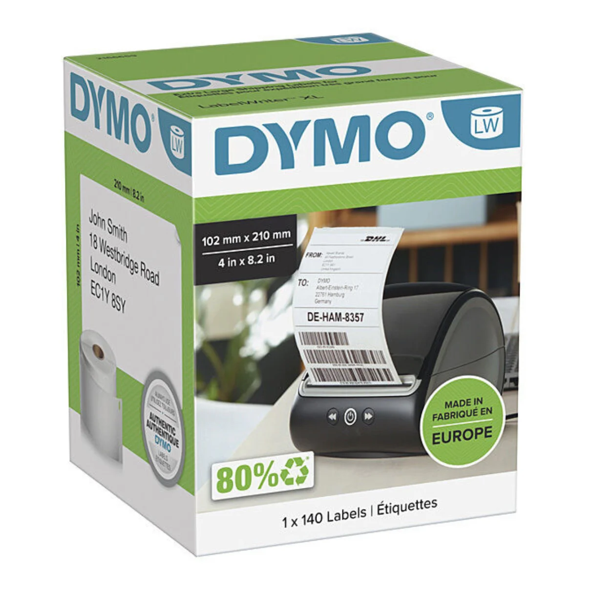 Dymo LabelWriter DHL shipping labels 102x210mm pack 140 for LabelWriter 5XL printer