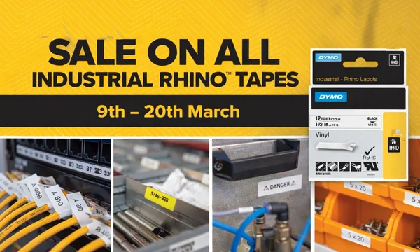 Dymo Rhino industrial label tapes designed for electricians installers and industrial labelling