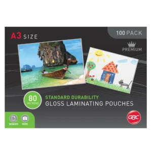 GBC A3 Gloss Laminating Pouches, 80 micron, pack 100