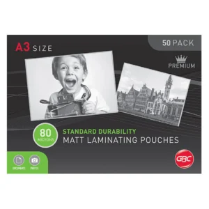 GBC A3 Matt Laminating Pouches, 80 micron, pack 50