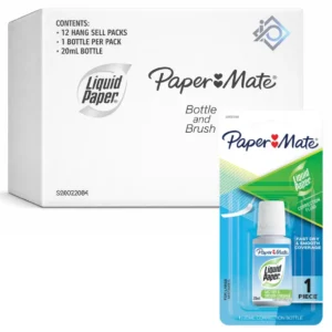 Papermate Liquid Paper correction fluid 20ml box of 12 bottles bottle and brush