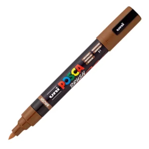 Posca medium brush tip brown paint marker showing flexible brush nib